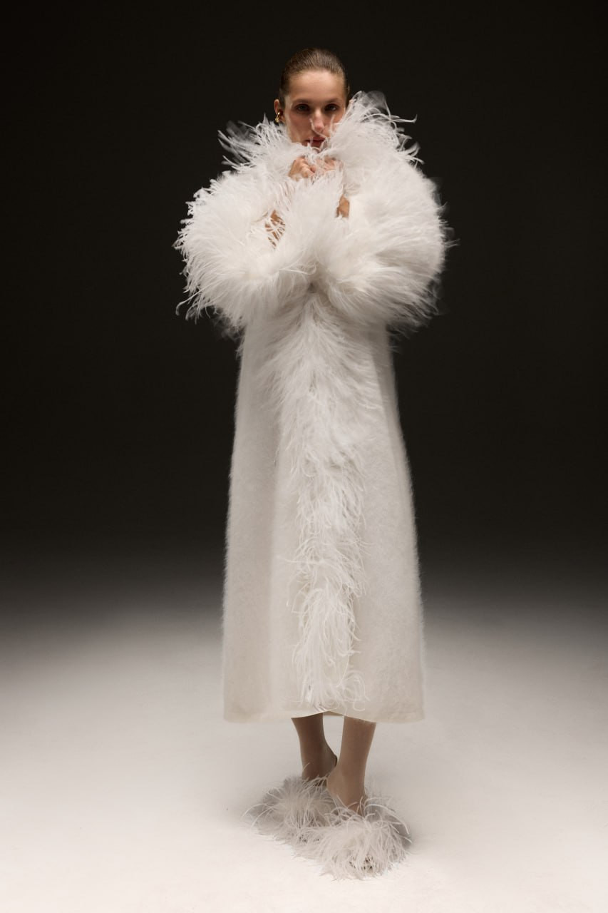 Frozen feather maxi cardigan